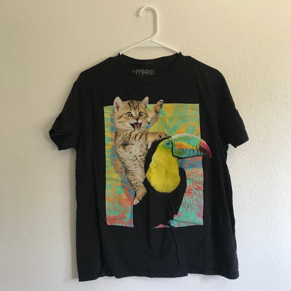 HYBRID CAT & TUCAN BLACK T-SHIRT